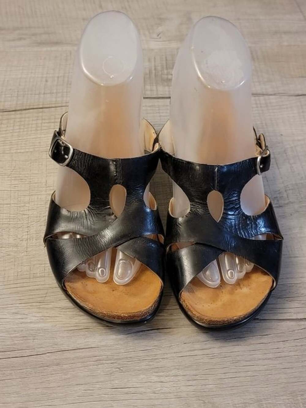 Dansko Black Leather Cutout Sandals Size 38